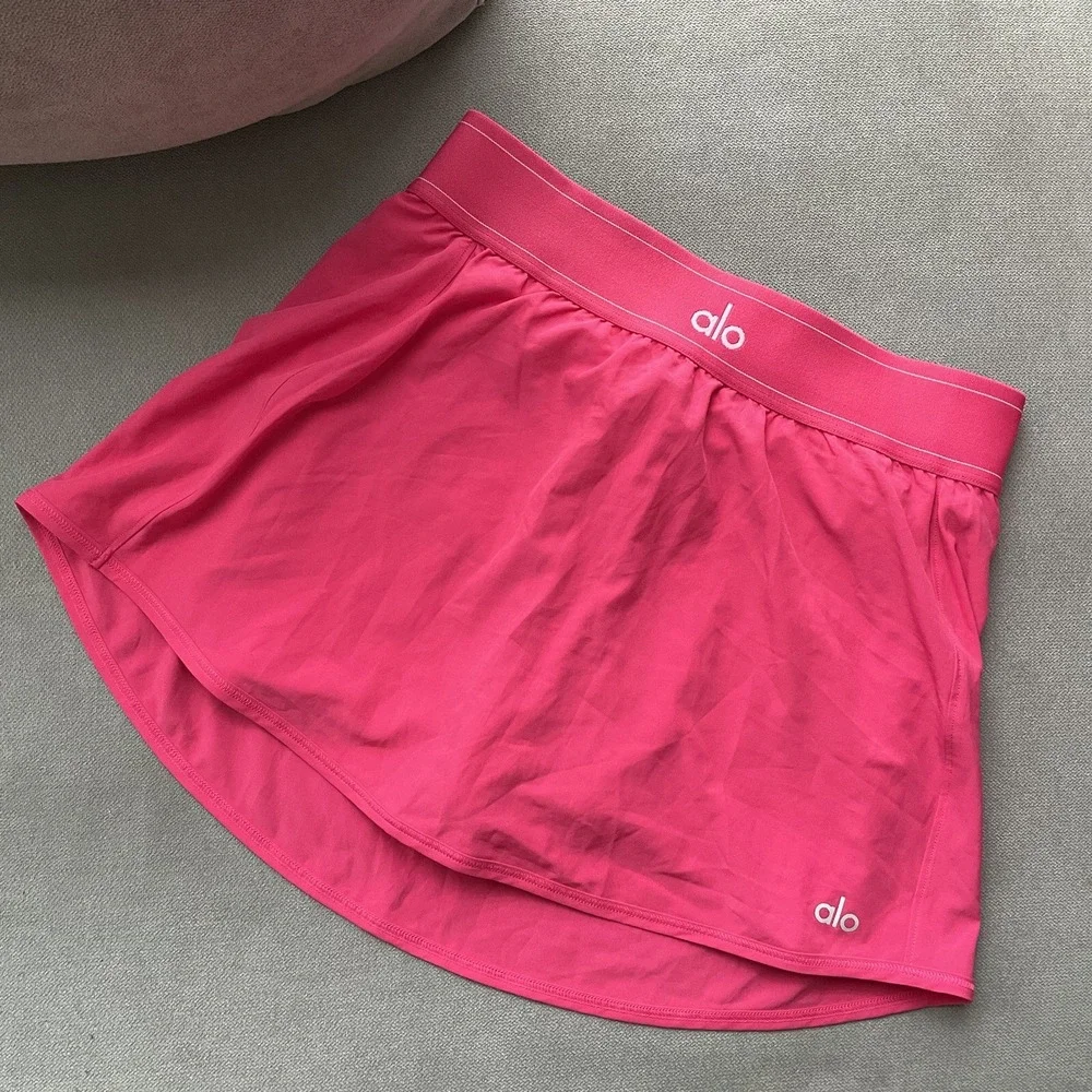 Alo Yoga Match Point Tennis Skirt Pink Summer Crush XS